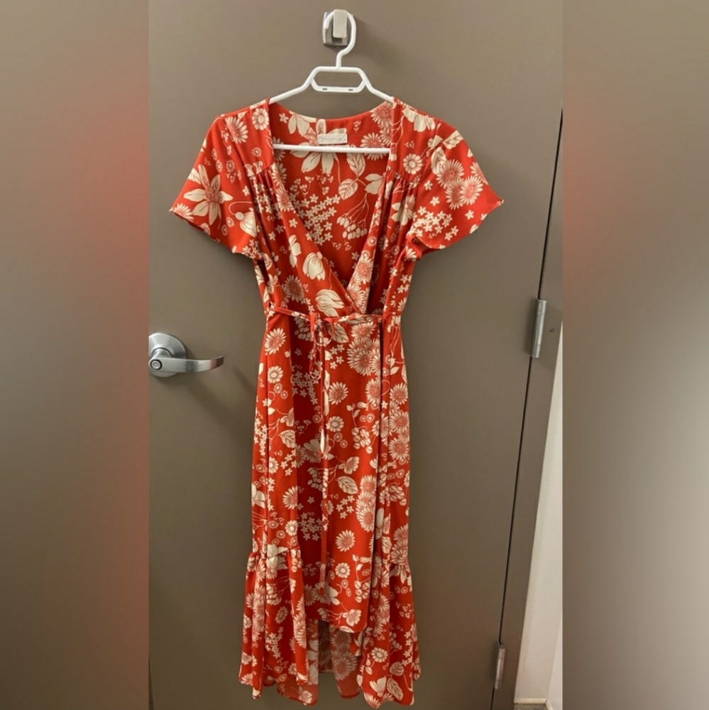 Urban Outfitters midi wrap dress flowy floral retro print